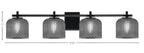 Franklin Four Light Bath Bar in Matte Black with Smoke Textured Shade