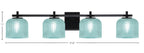 Franklin Four Light Bath Bar in Matte Black with Turquoise Textured Shade