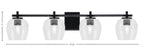 Franklin Four Light Bath Bar in Matte Black with Clear Bubble Shade