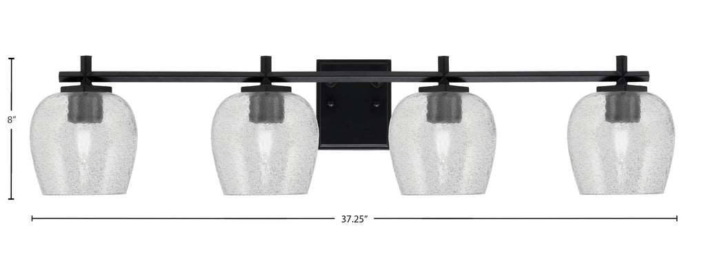 Franklin Four Light Bath Bar in Matte Black with Smoke Bubble Shade