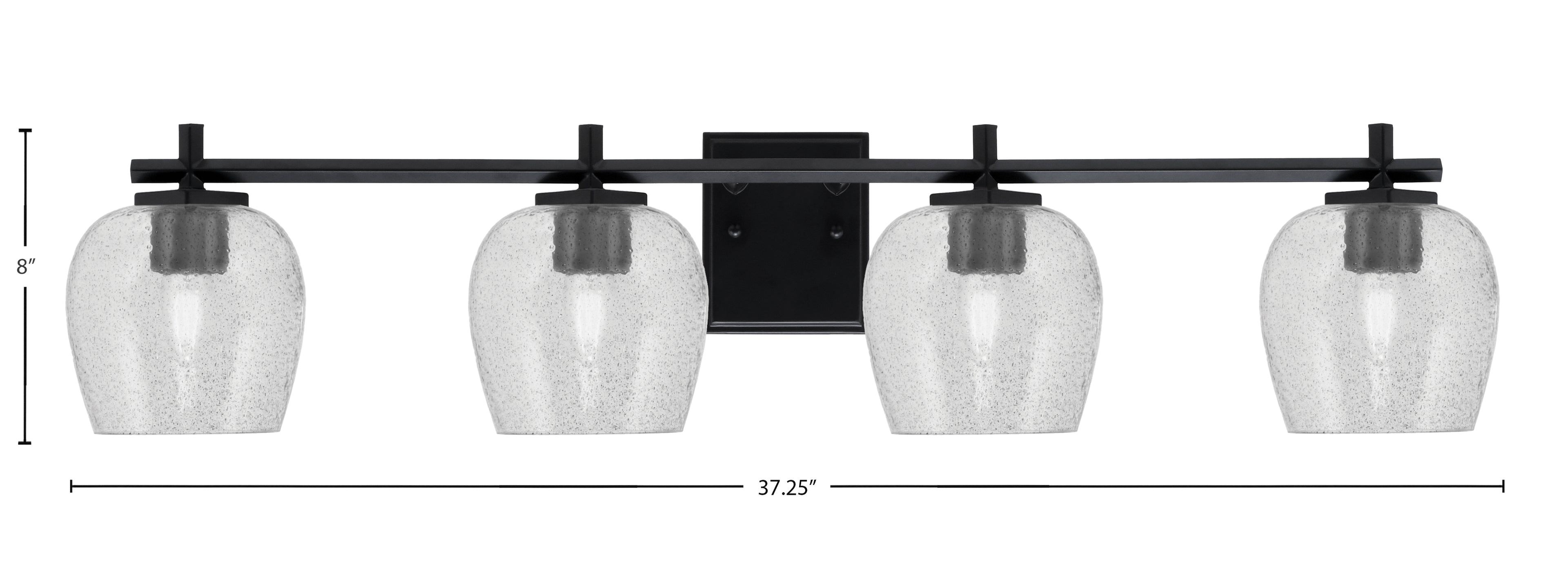 Franklin Four Light Bath Bar in Matte Black with Smoke Bubble Shade
