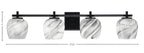 Franklin Four Light Bath Bar in Matte Black with Onyx Swirl Shade