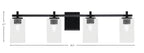 Franklin Four Light Bath Bar in Matte Black with Clear Bubble Shade