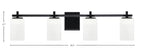 Franklin Four Light Bath Bar in Matte Black with White Muslin Shade
