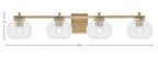 Franklin Four Light Bath Bar in New Age Brass with Clear Bubble Shade