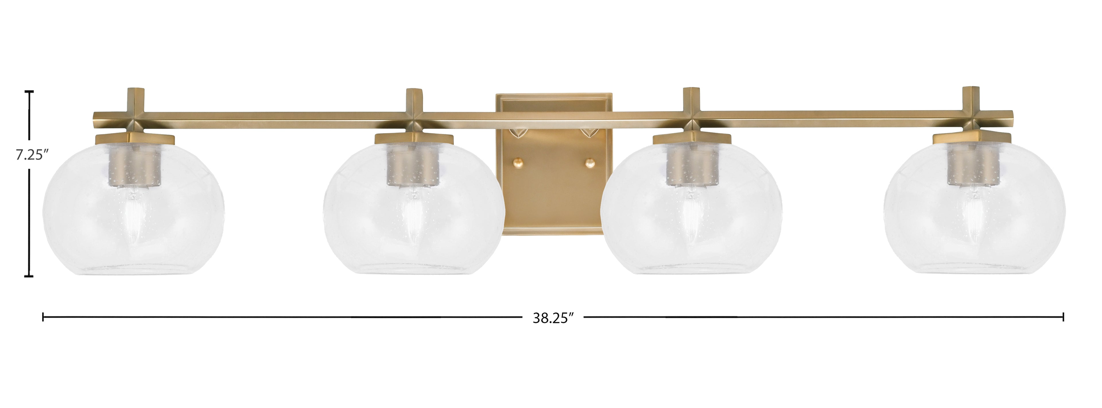 Franklin Four Light Bath Bar in New Age Brass with Clear Bubble Shade