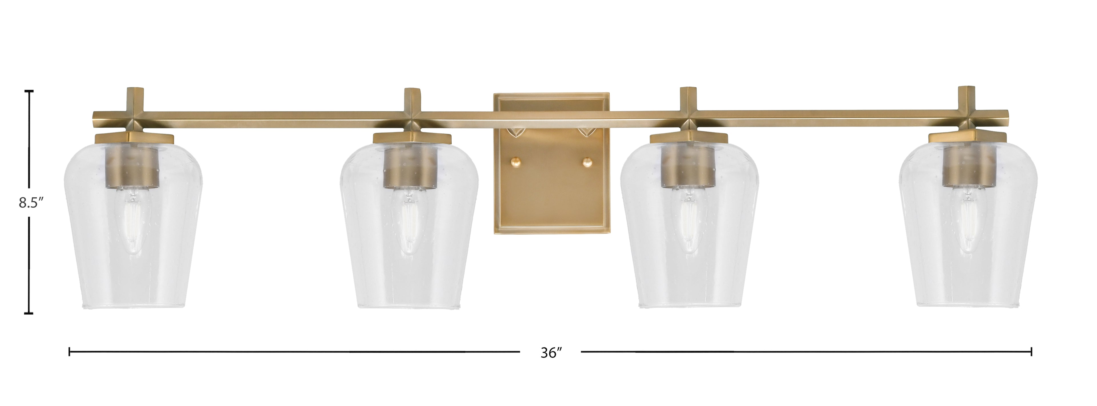 Franklin Four Light Bath Bar in New Age Brass with Clear Bubble Shade
