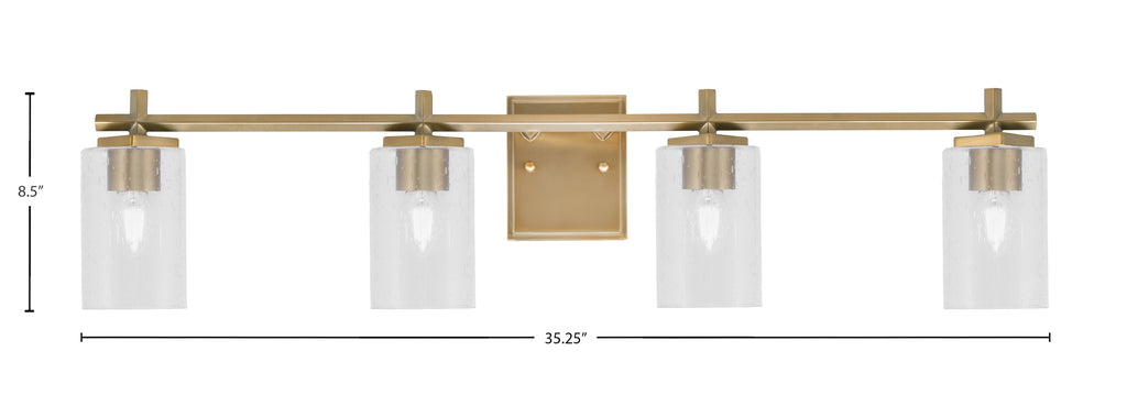 Franklin Four Light Bath Bar in New Age Brass with Clear Bubble Shade
