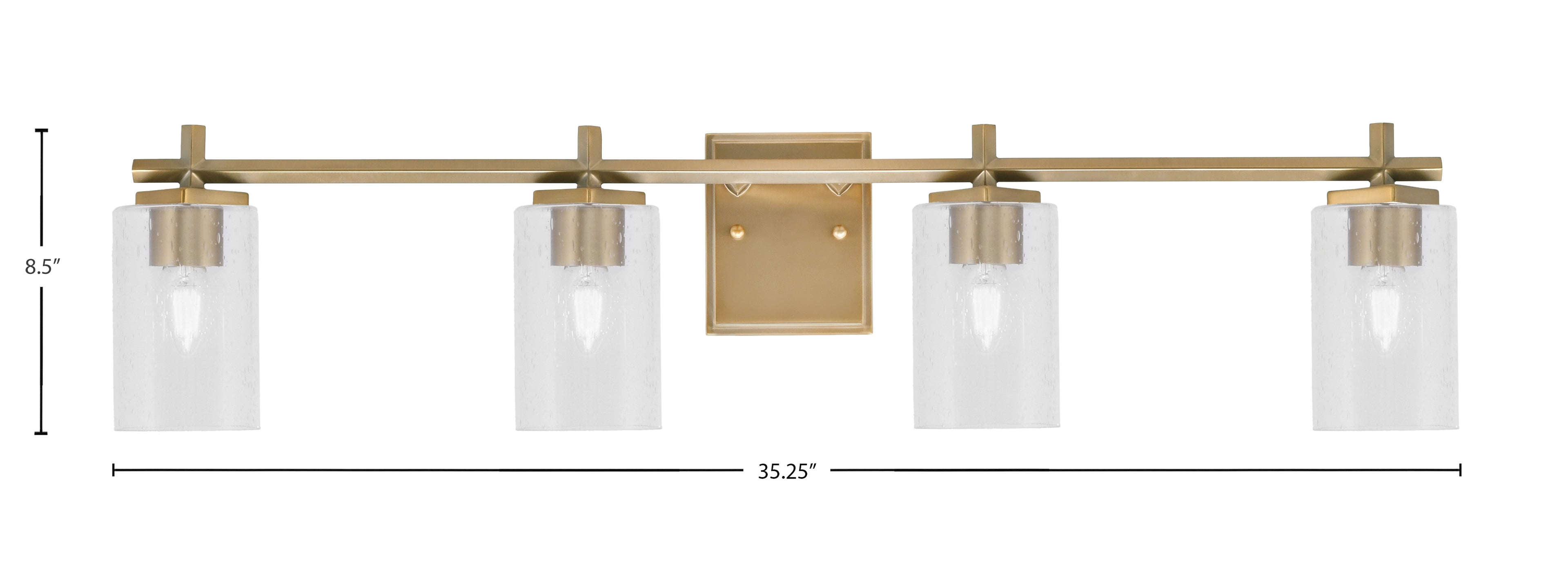 Franklin Four Light Bath Bar in New Age Brass with Clear Bubble Shade