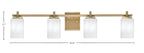 Franklin Four Light Bath Bar in New Age Brass with White Marble Shade
