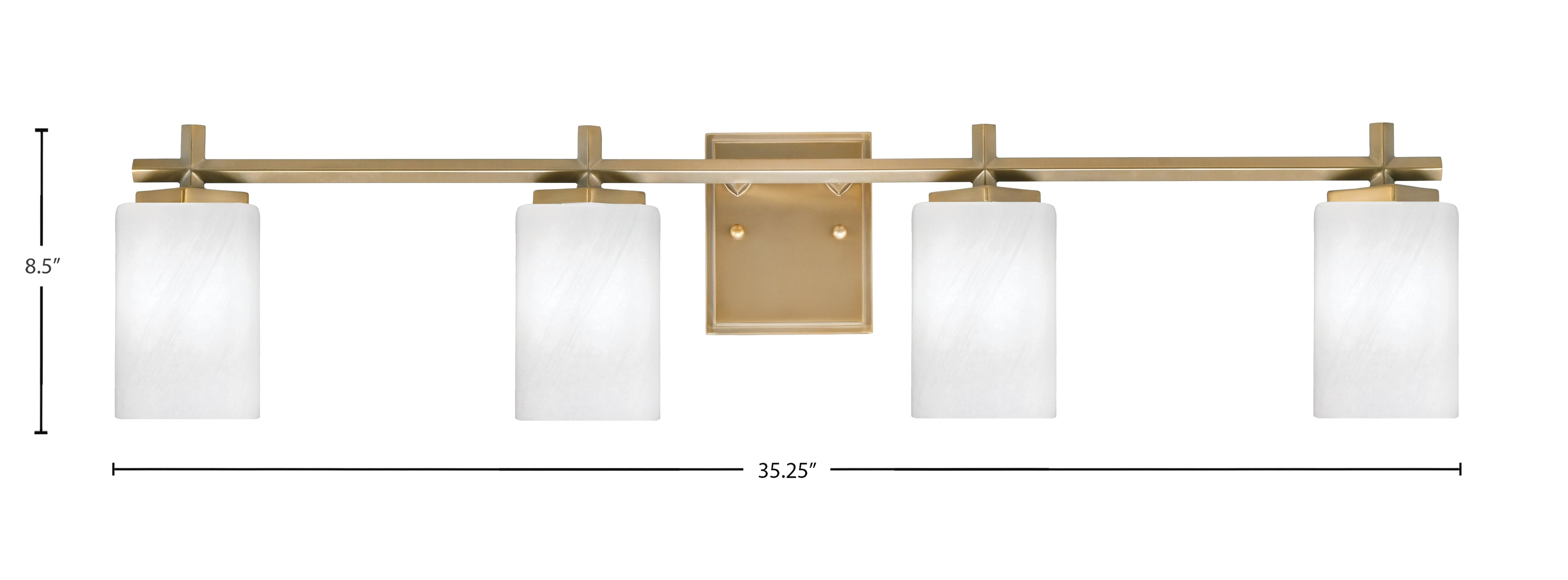 Franklin Four Light Bath Bar in New Age Brass with White Marble Shade
