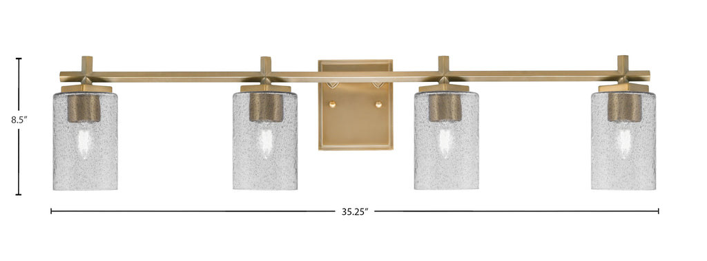 Franklin Four Light Bath Bar in New Age Brass with Smoke Bubble Shade
