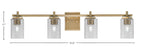 Franklin Four Light Bath Bar in New Age Brass with Smoke Bubble Shade