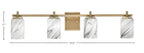 Franklin Four Light Bath Bar in New Age Brass with Onyx Swirl Shade