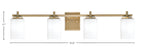 Franklin Four Light Bath Bar in New Age Brass with White Muslin Shade