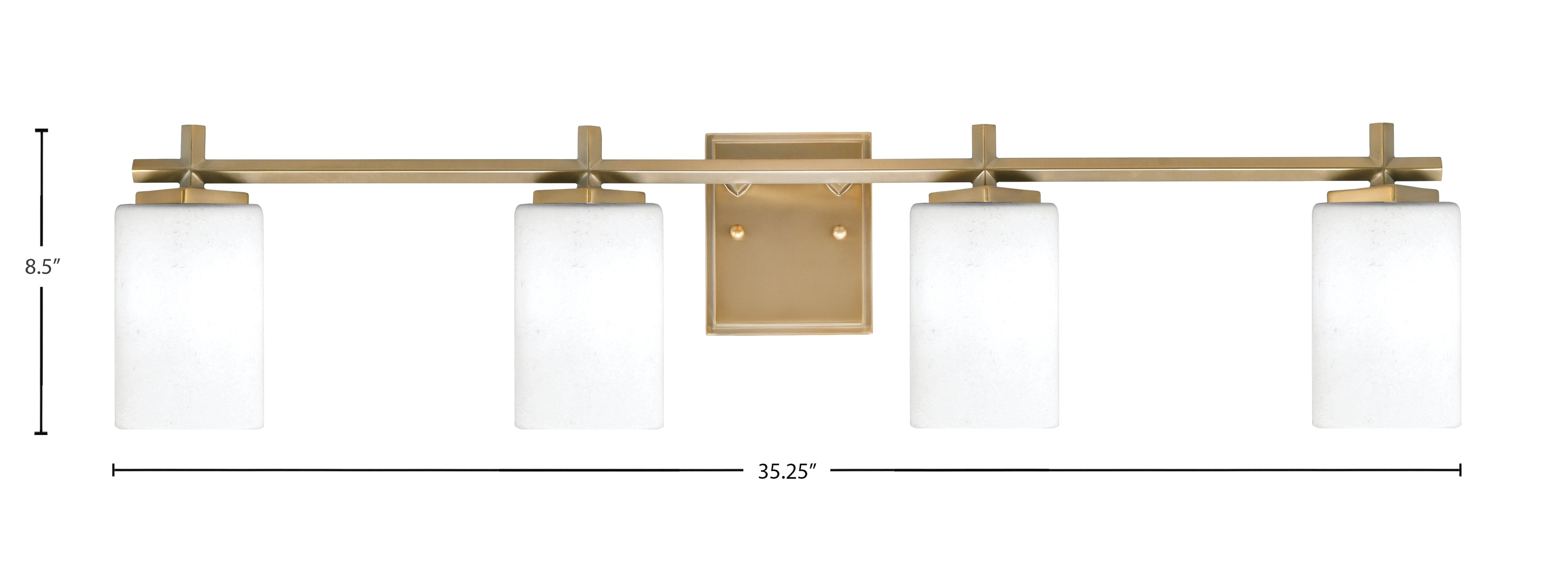 Franklin Four Light Bath Bar in New Age Brass with White Muslin Shade