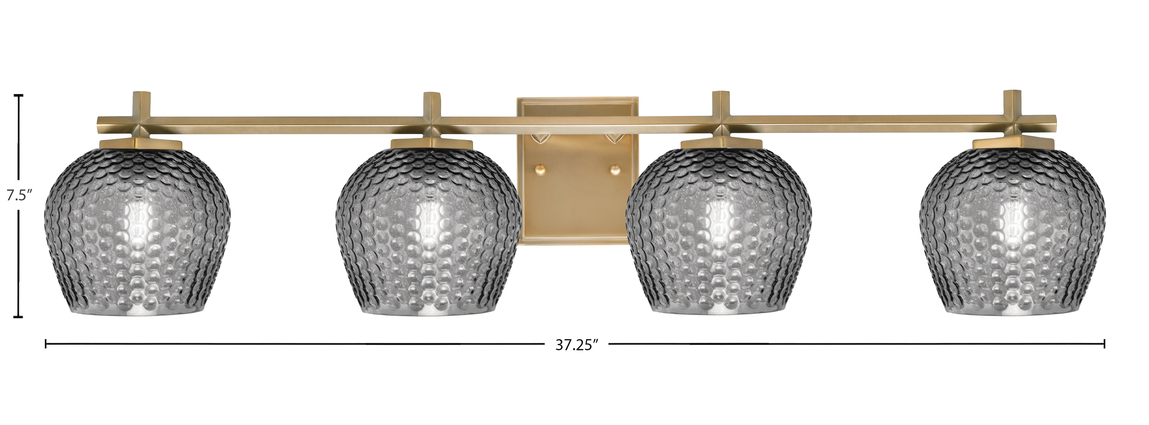 Franklin Four Light Bath Bar in New Age Brass with Smoke Textured Shade