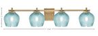 Franklin Four Light Bath Bar in New Age Brass with Turquoise Textured Shade