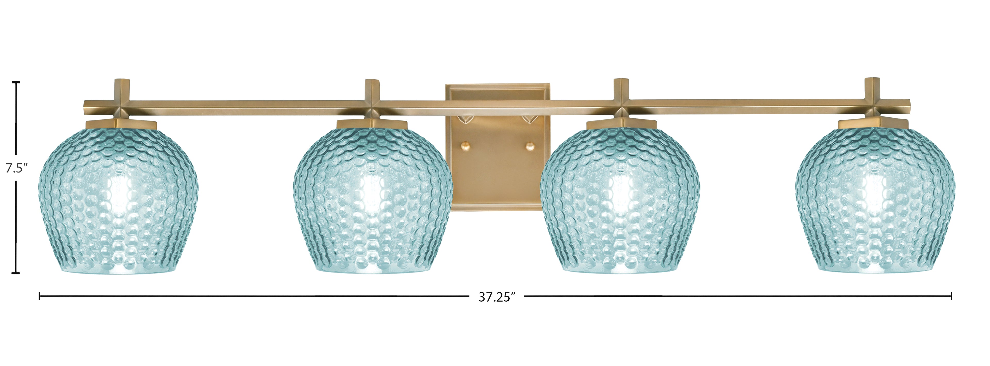 Franklin Four Light Bath Bar in New Age Brass with Turquoise Textured Shade