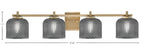 Franklin Four Light Bath Bar in New Age Brass with Smoke Textured Shade