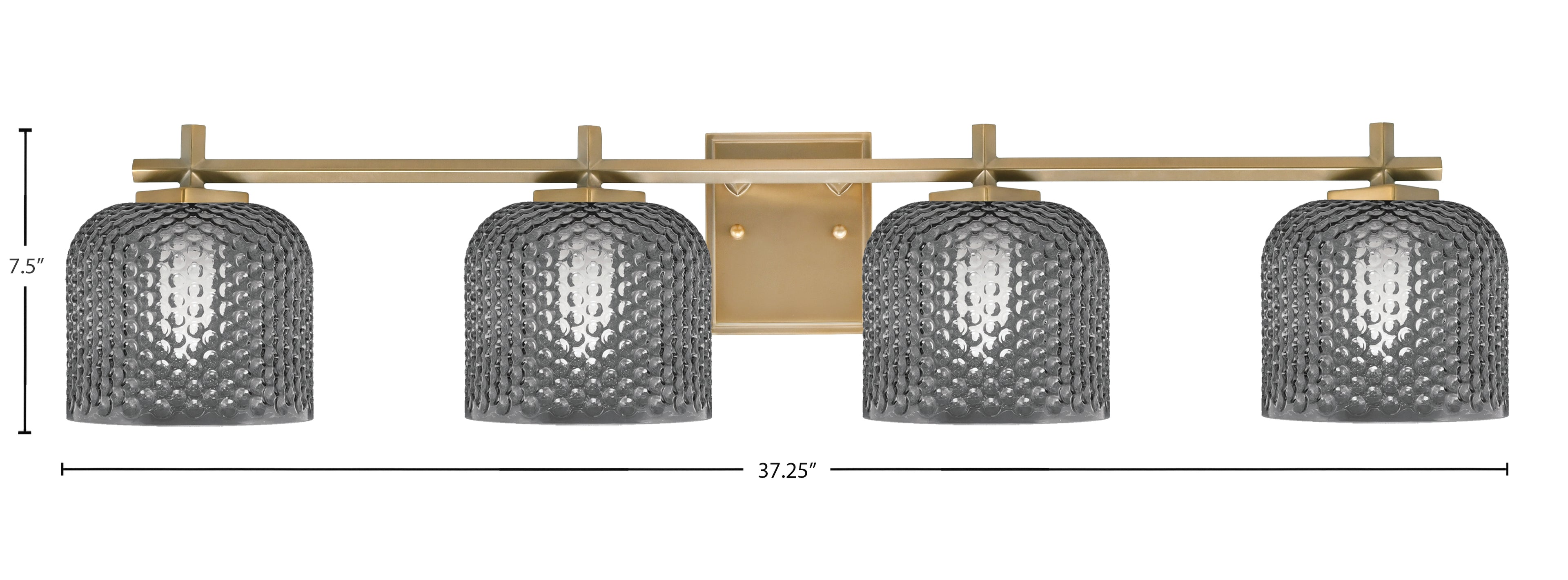 Franklin Four Light Bath Bar in New Age Brass with Smoke Textured Shade