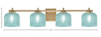 Franklin Four Light Bath Bar in New Age Brass with Turquoise Textured Shade