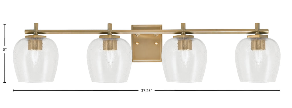 Franklin Four Light Bath Bar in New Age Brass with Clear Bubble Shade