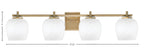 Franklin Four Light Bath Bar in New Age Brass with White Marble Shade