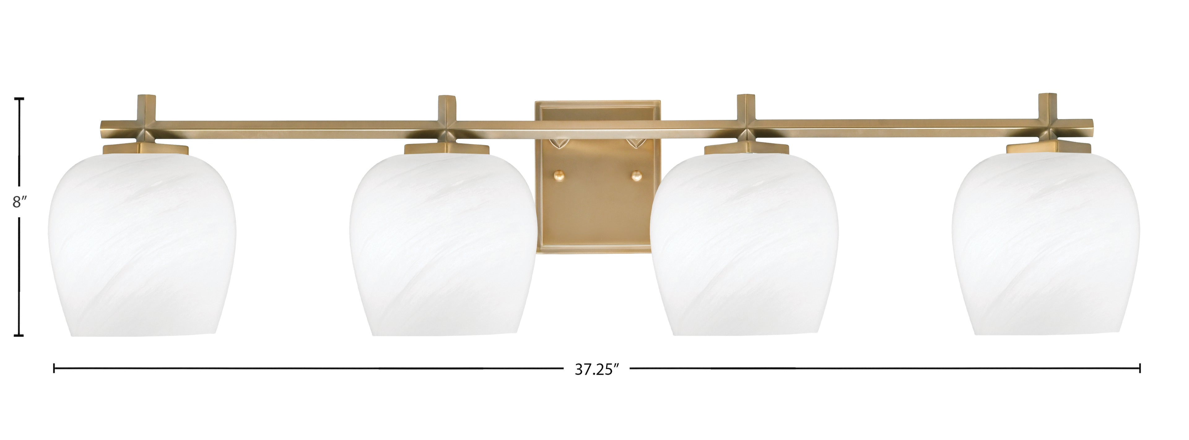Franklin Four Light Bath Bar in New Age Brass with White Marble Shade