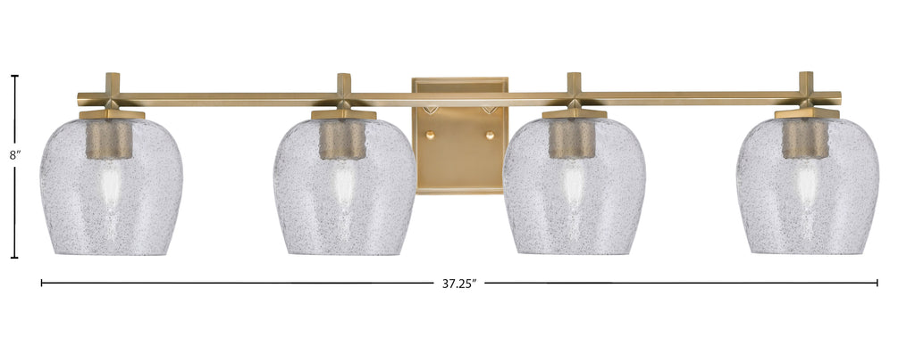 Franklin Four Light Bath Bar in New Age Brass with Smoke Bubble Shade