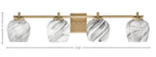 Franklin Four Light Bath Bar in New Age Brass with Onyx Swirl Shade