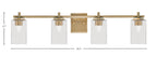 Franklin Four Light Bath Bar in New Age Brass with Clear Bubble Shade