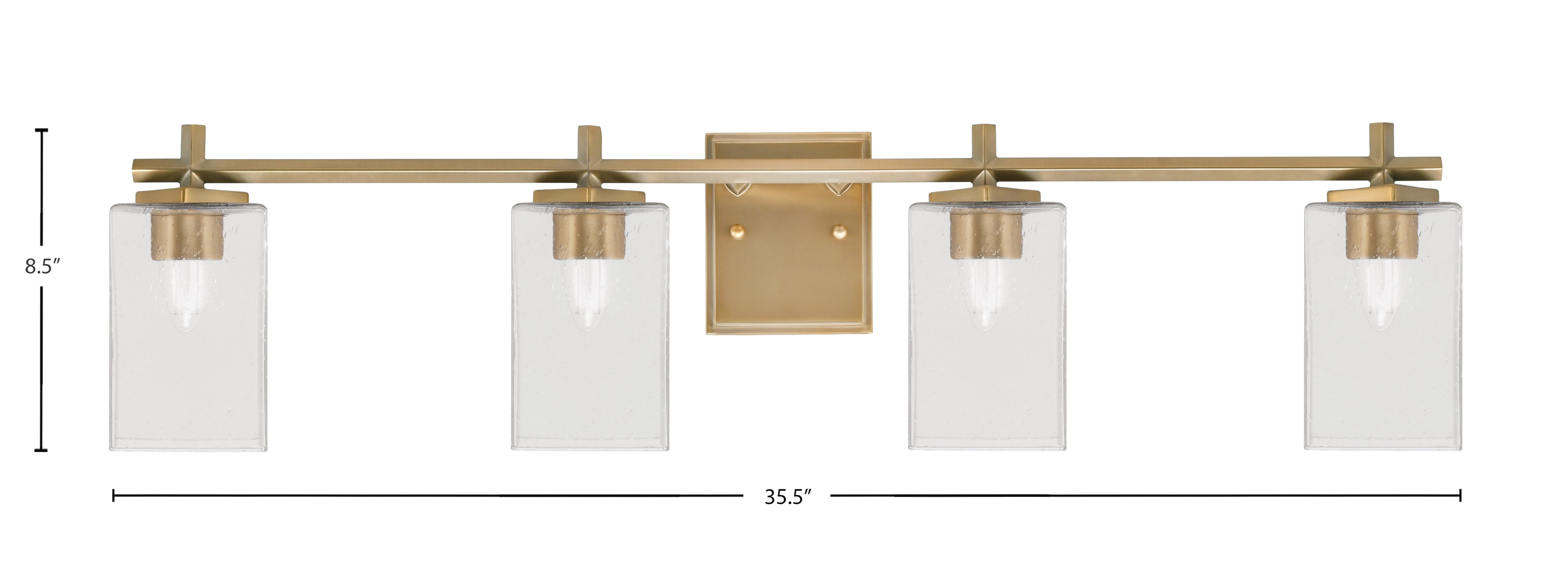 Franklin Four Light Bath Bar in New Age Brass with Clear Bubble Shade