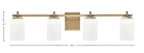 Franklin Four Light Bath Bar in New Age Brass with White Muslin Shade