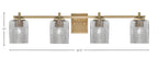 Franklin Four Light Bath Bar in New Age Brass with Square White Marble Shade