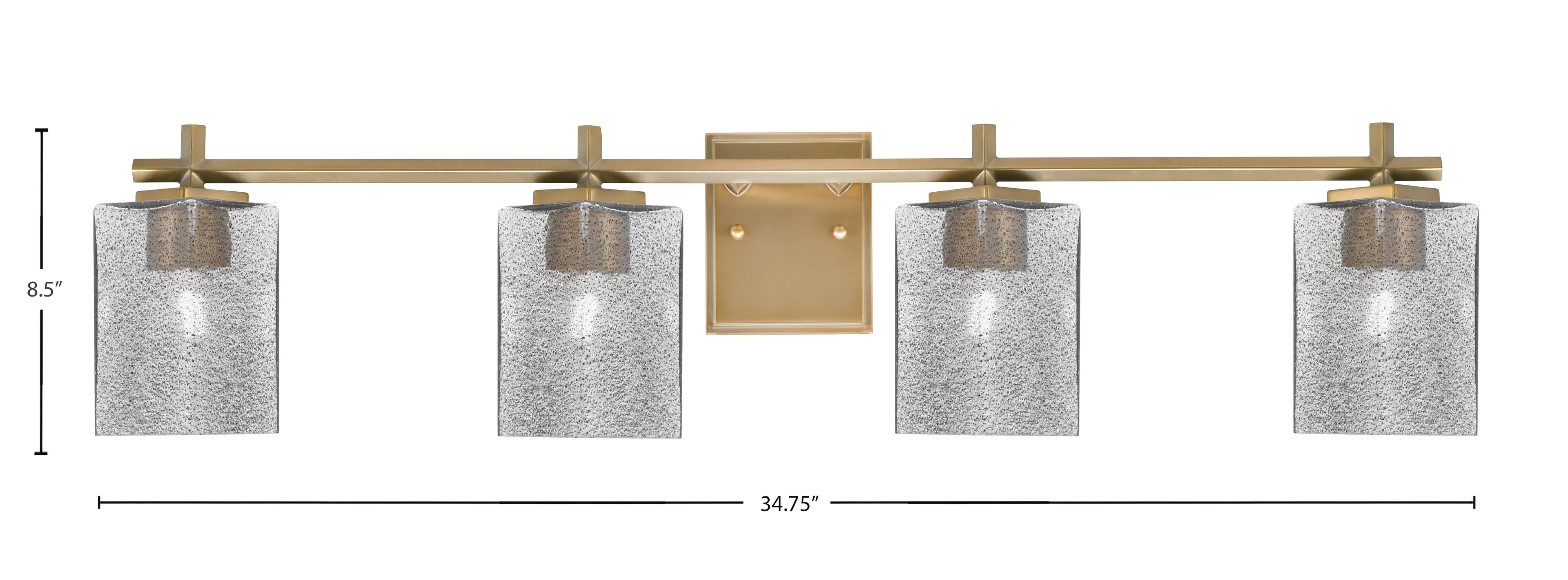 Franklin Four Light Bath Bar in New Age Brass with Square White Marble Shade