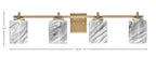 Franklin Four Light Bath Bar in New Age Brass with Square White Marble Shade