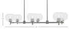 Franklin Six Light Island Pendant in Graphite with Clear Bubble Shade