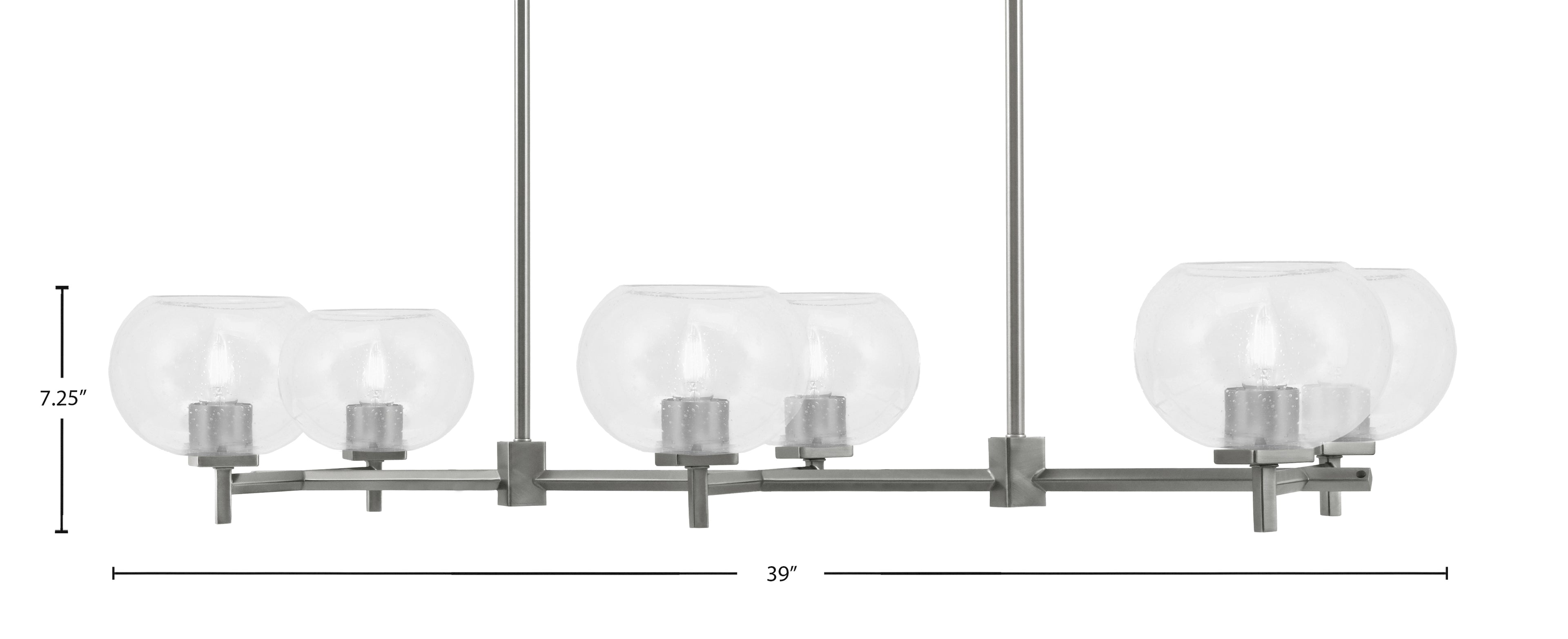 Franklin Six Light Island Pendant in Graphite with Clear Bubble Shade