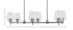 Franklin Six Light Island Pendant in Graphite with Clear Bubble Shade