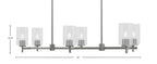 Franklin Six Light Island Pendant in Graphite with Clear Bubble Shade
