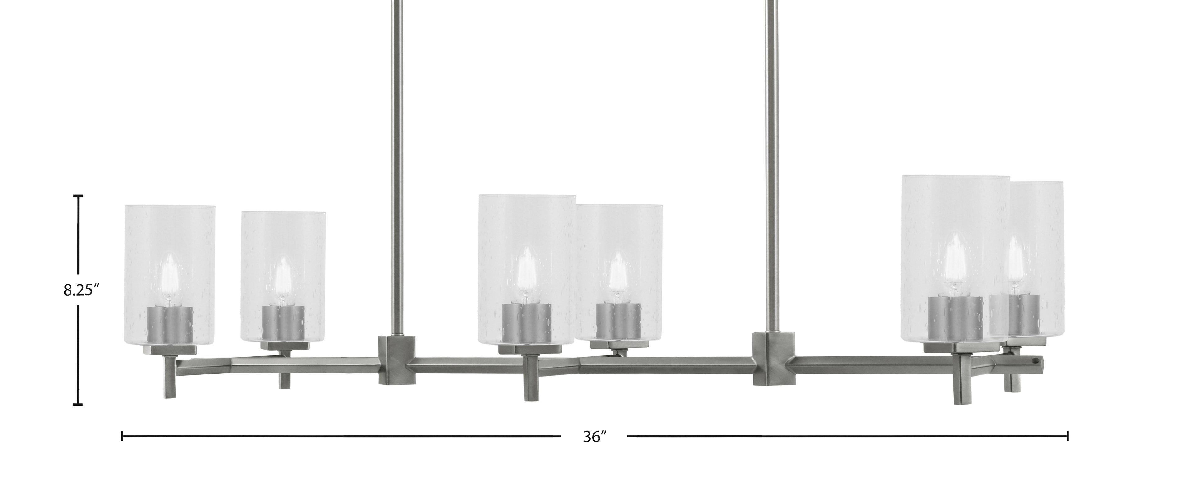 Franklin Six Light Island Pendant in Graphite with Clear Bubble Shade
