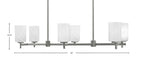 Franklin Six Light Island Pendant in Graphite with White Marble Shade