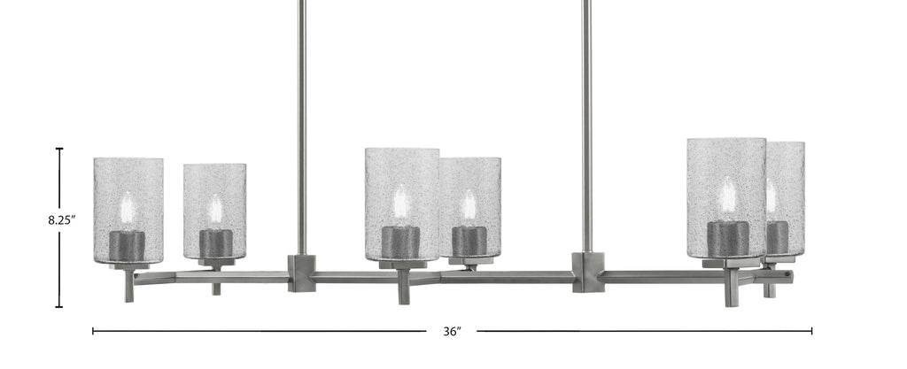 Franklin Six Light Island Pendant in Graphite with Smoke Bubble Shade