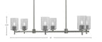 Franklin Six Light Island Pendant in Graphite with Smoke Bubble Shade