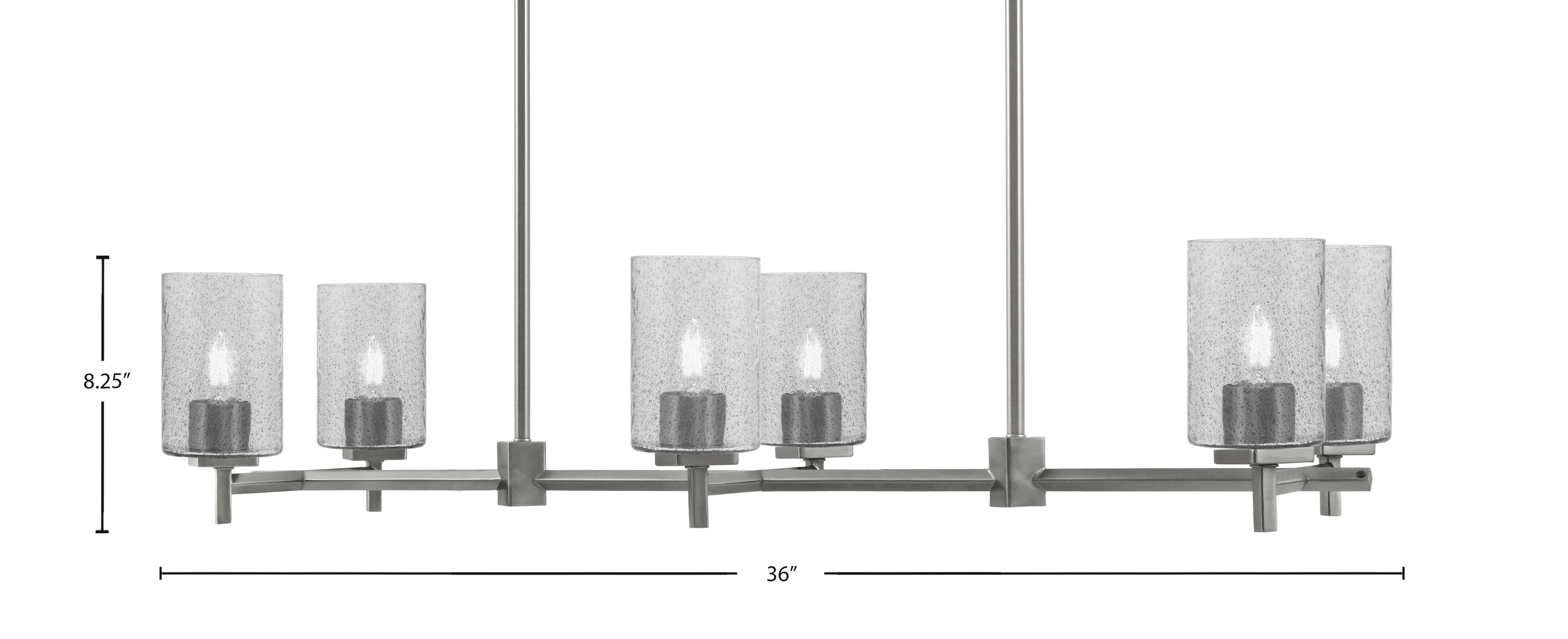 Franklin Six Light Island Pendant in Graphite with Smoke Bubble Shade