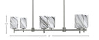 Franklin Six Light Island Pendant in Graphite with Onyx Swirl Shade