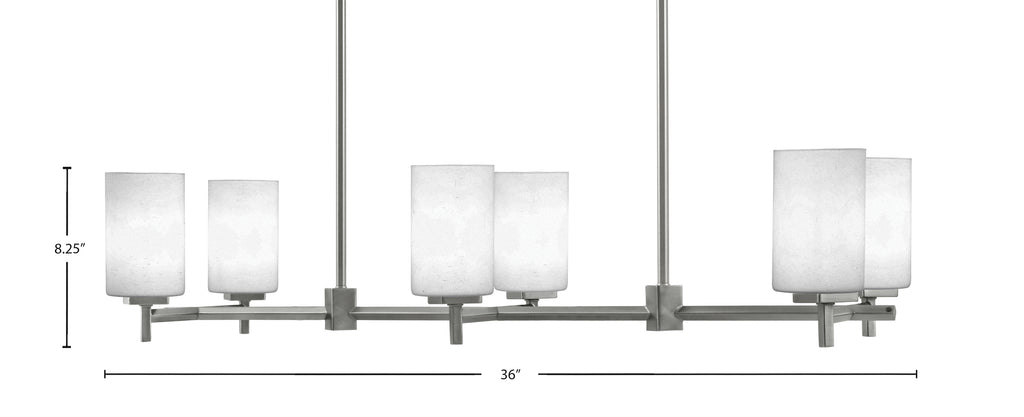 Franklin Six Light Island Pendant in Graphite with White Muslin Shade