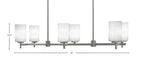 Franklin Six Light Island Pendant in Graphite with White Muslin Shade