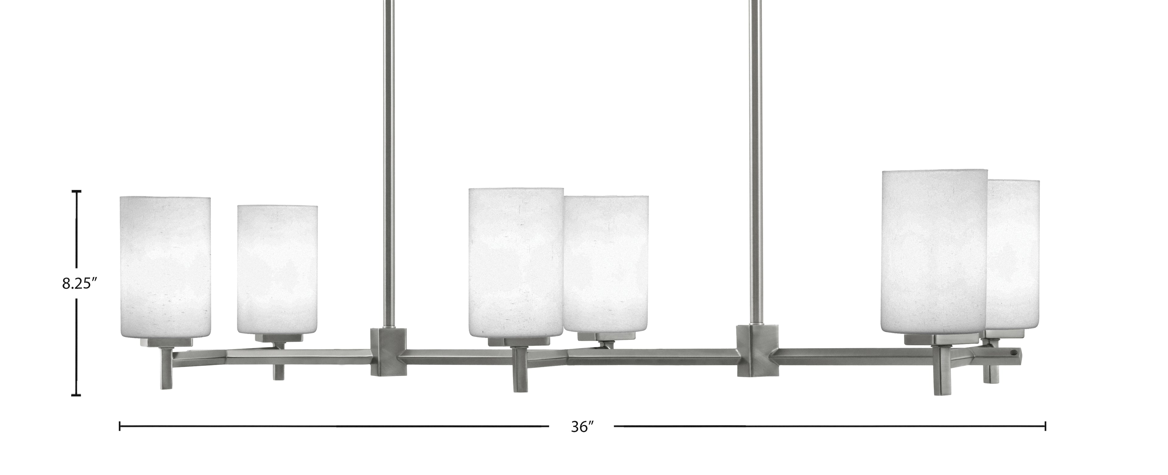 Franklin Six Light Island Pendant in Graphite with White Muslin Shade